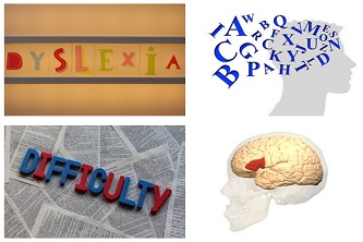 Examples of fonts which could cause problems for people with dyslexia, human brain image.
